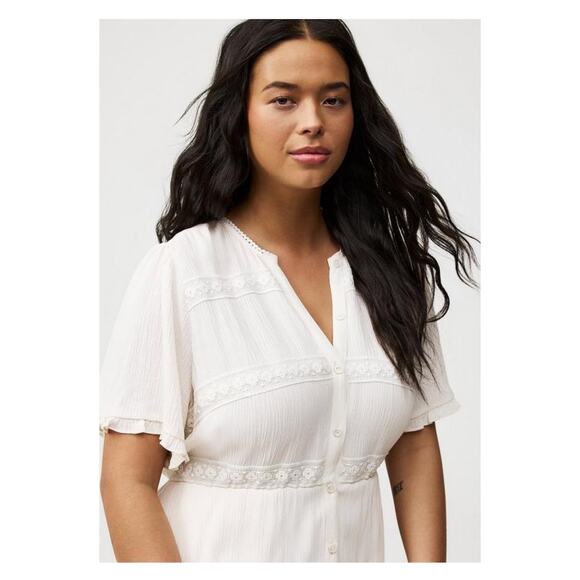 Torrid Whisper White Cream Gauze Y Neck Maxi Dress Sz.4 NWT - Picture 3 of 16